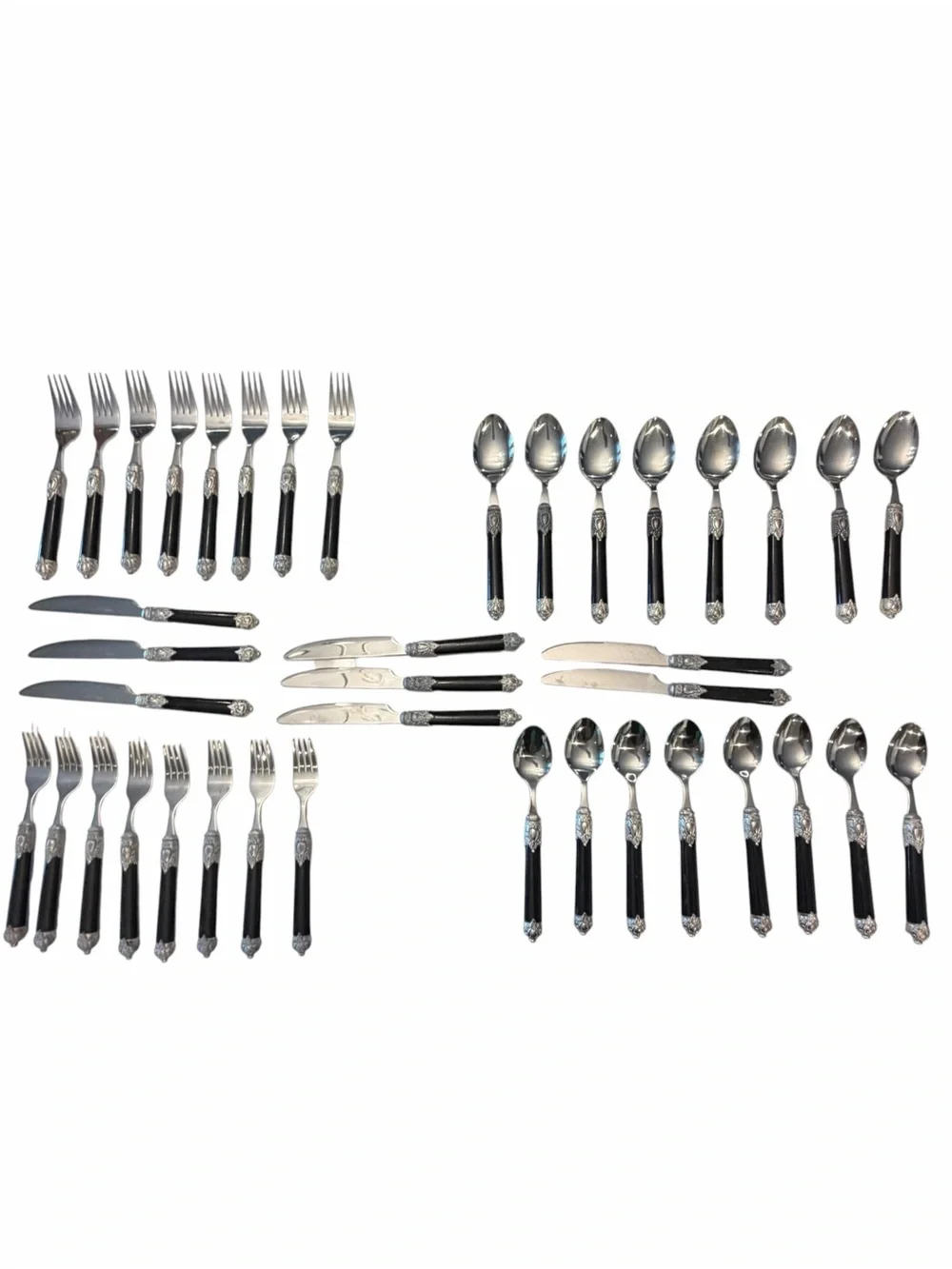 Hampton Silversmiths Stainless Steel Flatware 40 San Remo Black Service For 8